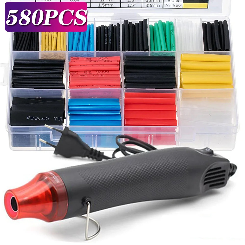 Heat Gun Small - Kit de gaines thermorétractables 580/530/127 pièces,