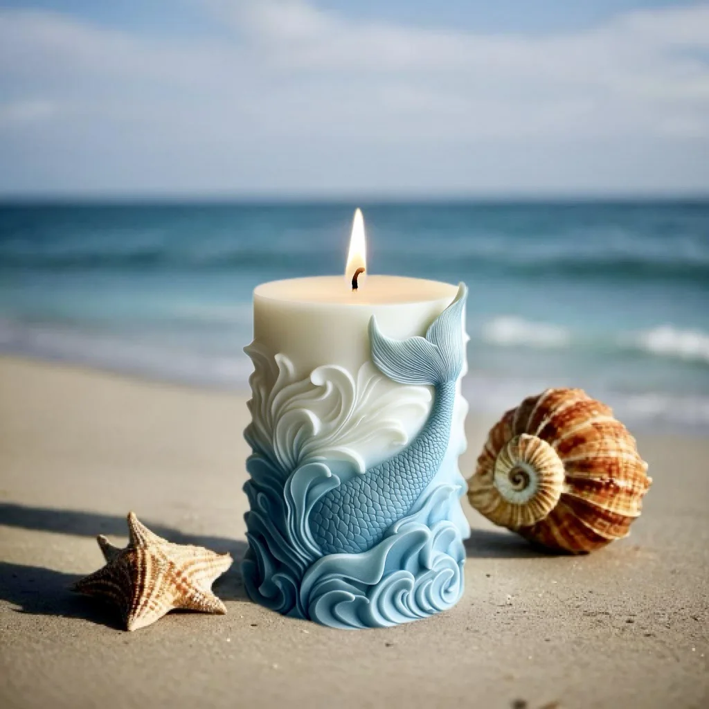 Resin Ocean Wave Mold - Moule cylindrique en silicone pour bougies