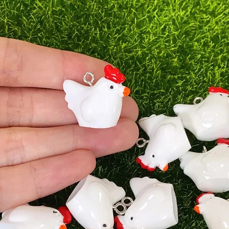 Resin Crafts Diy - 10 Breloques Mignonnes Mini Poulets 3D