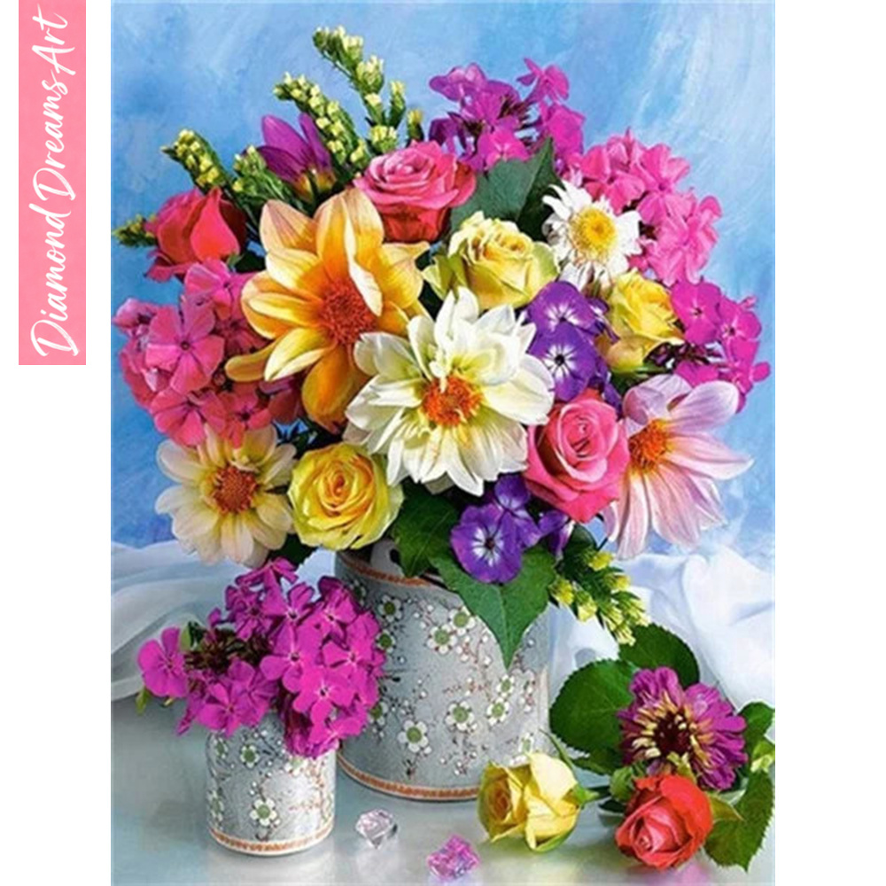 Resin Craft Kit - Mosaïque de diamants complète, fleur, peinture