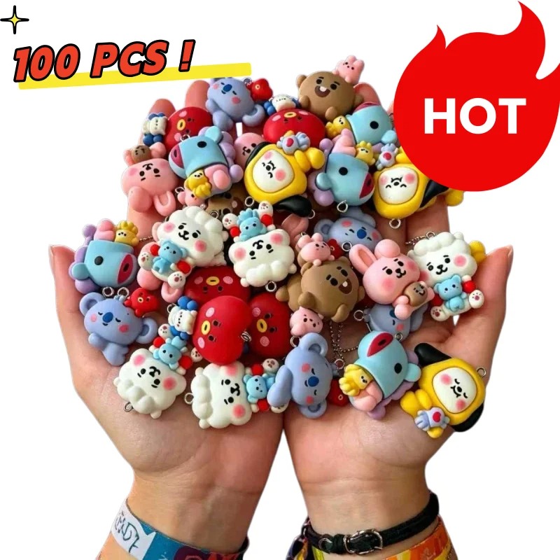 Resin Crafts Diy - Breloques en résine BT21, 7 pièces,