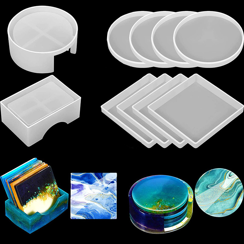 Resin Ocean Wave Mold - Moule rond et carré en Silicone,